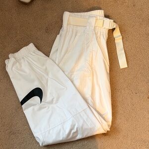 Nike White Joggers with Black Swoosh